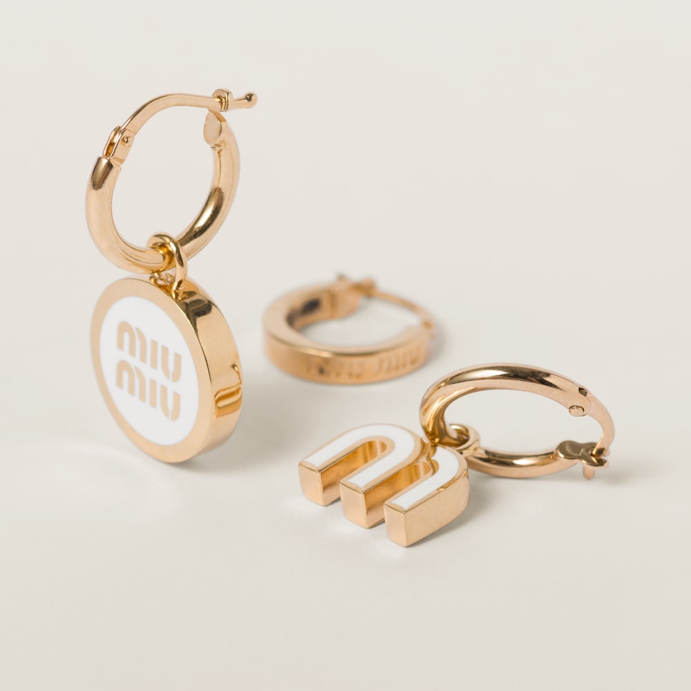 Miu Miu Set of enameled metal earrings White