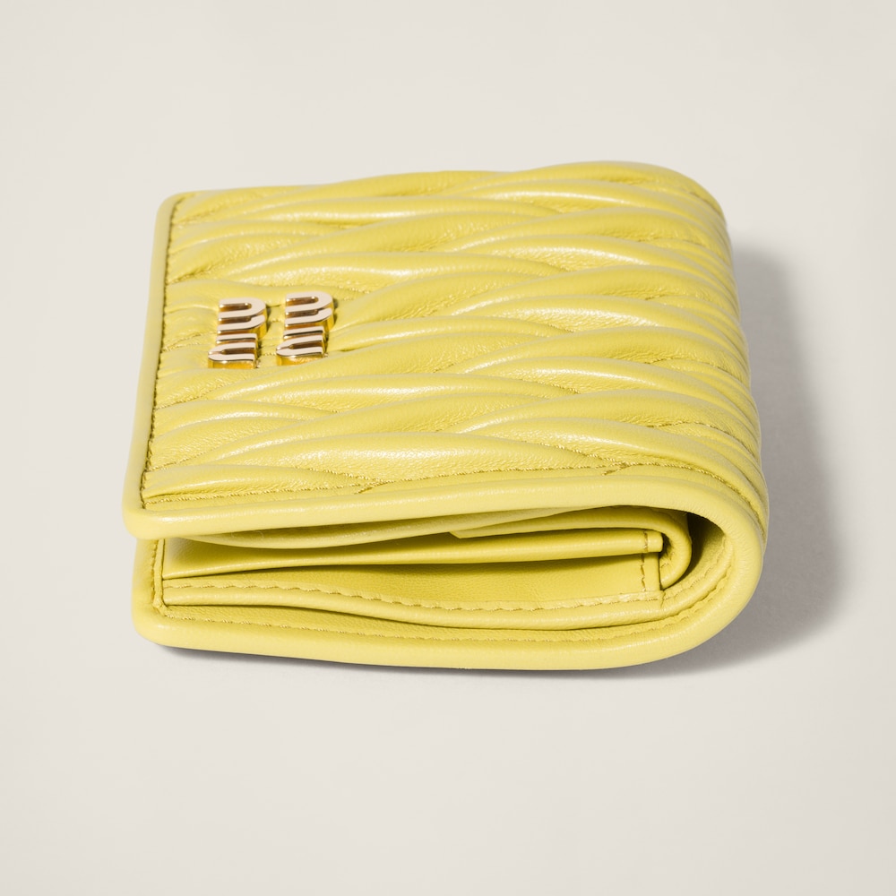 Miu Miu Small matelassé nappa leather wallet Citron Yellow