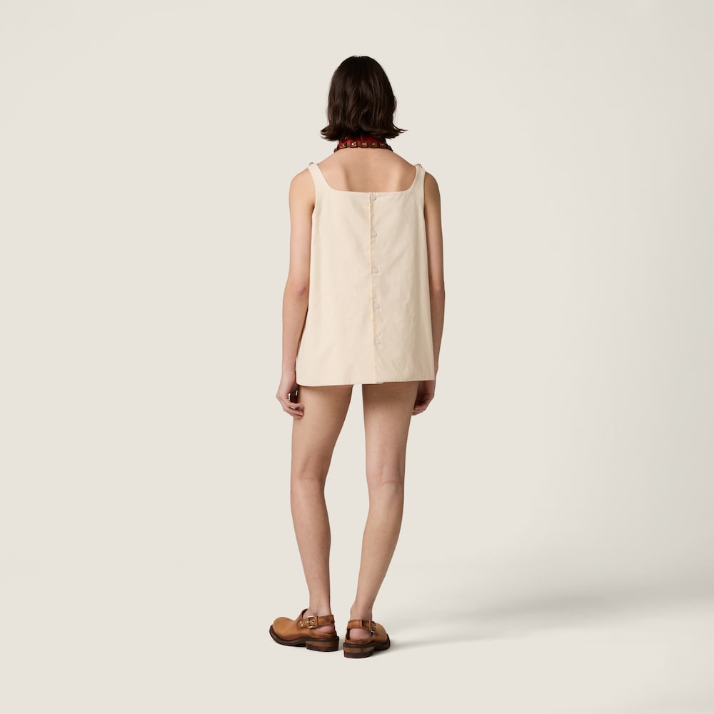 Miu Miu Embroidered canvas mini-dress Ecru