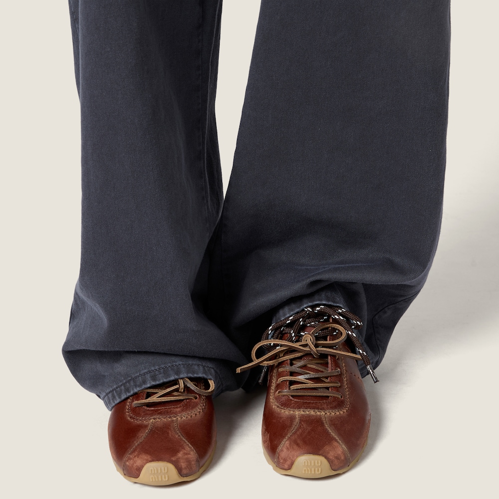 Miu Miu Plume leather sneakers Coffee