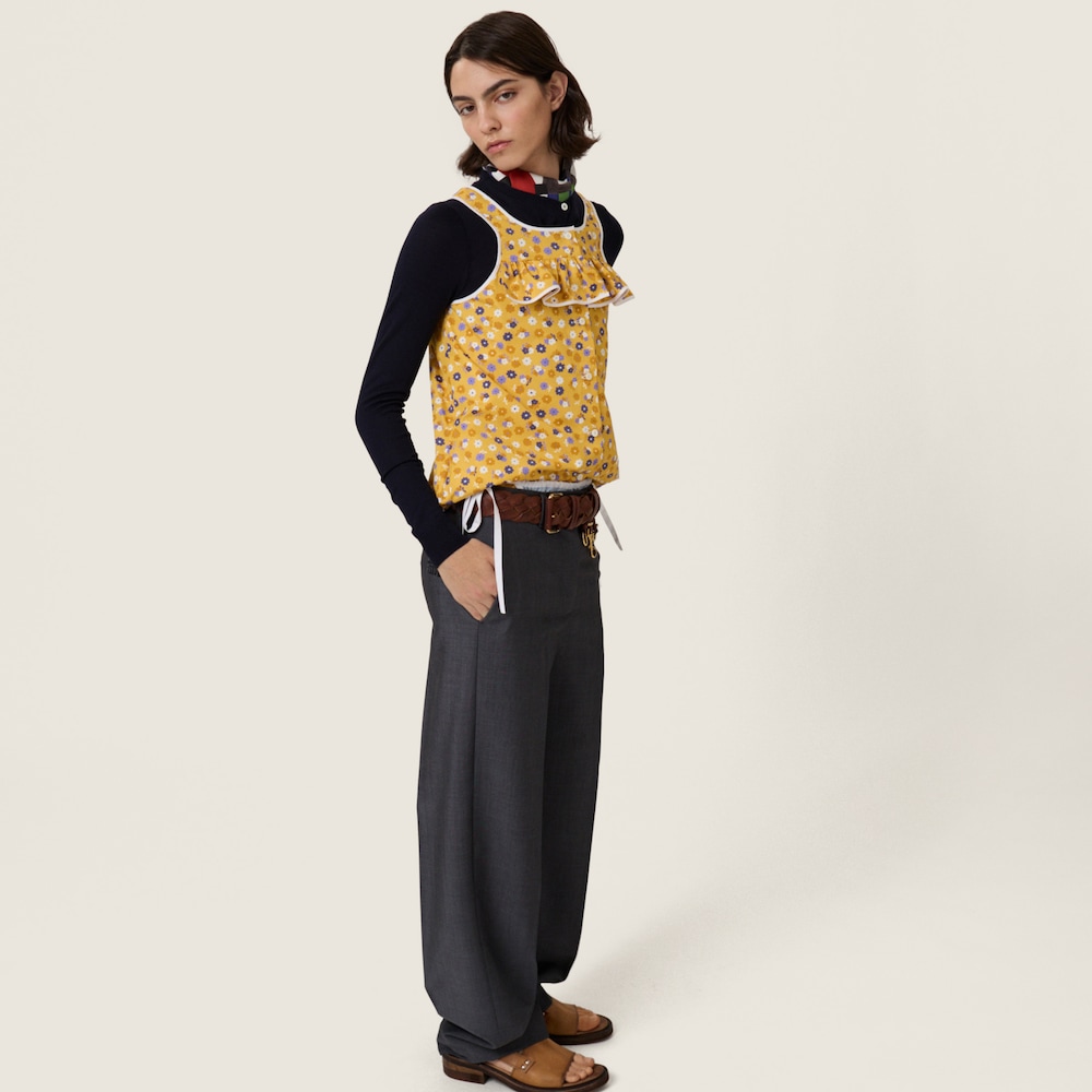 Miu Miu Poplin and wool knit top Yellow / Purple