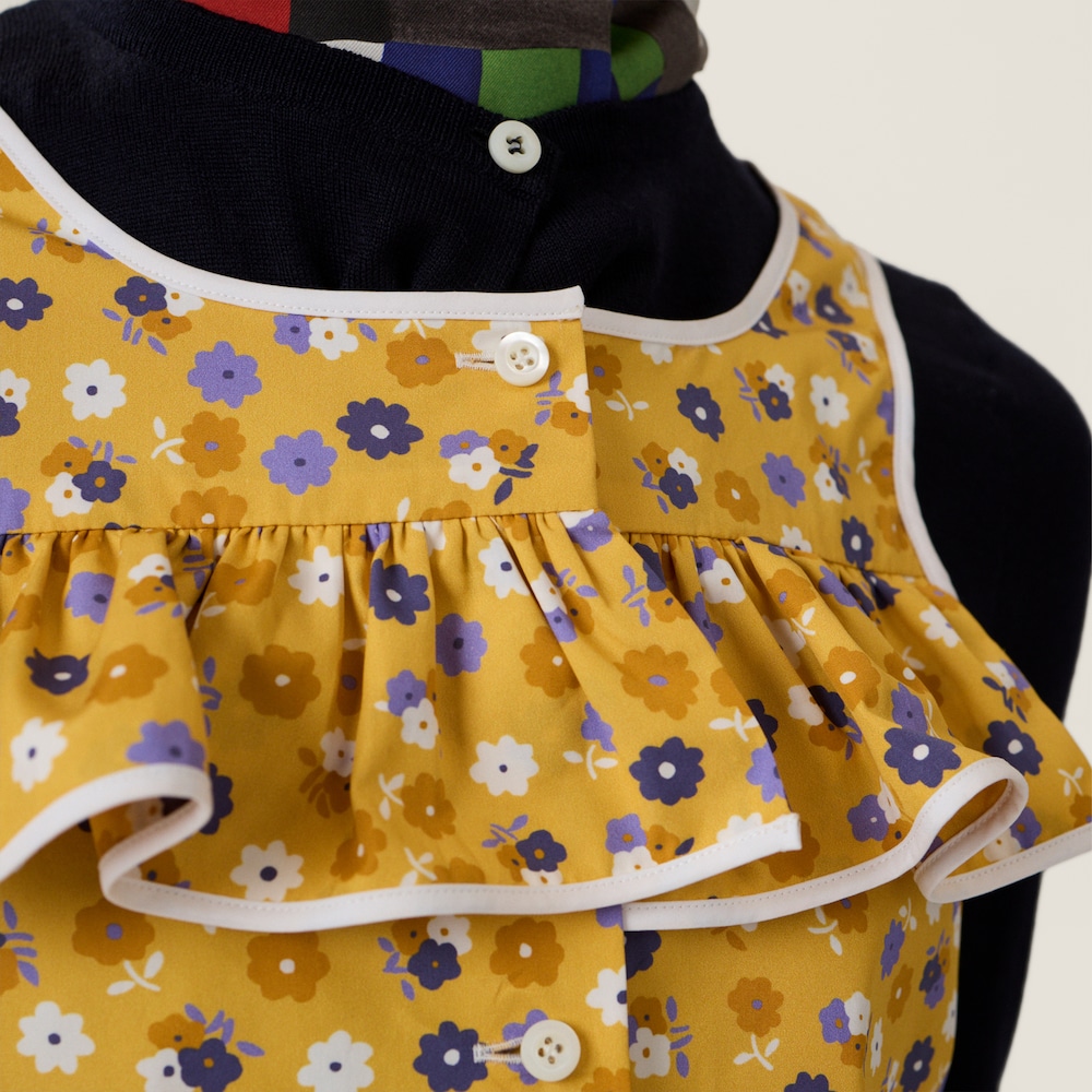 Miu Miu Poplin and wool knit top Yellow / Purple