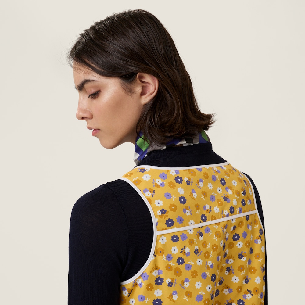 Miu Miu Poplin and wool knit top Yellow / Purple