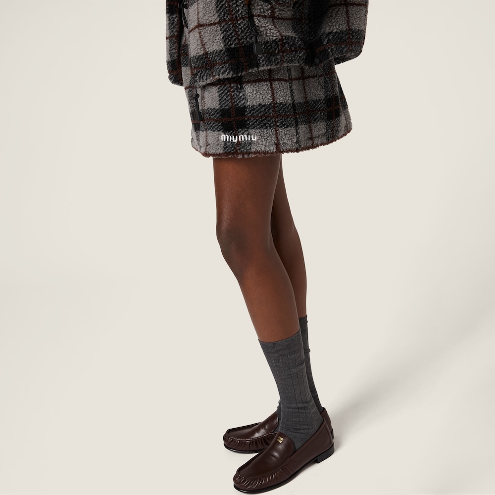 Miu Miu Checked teddy miniskirt Gray / Black