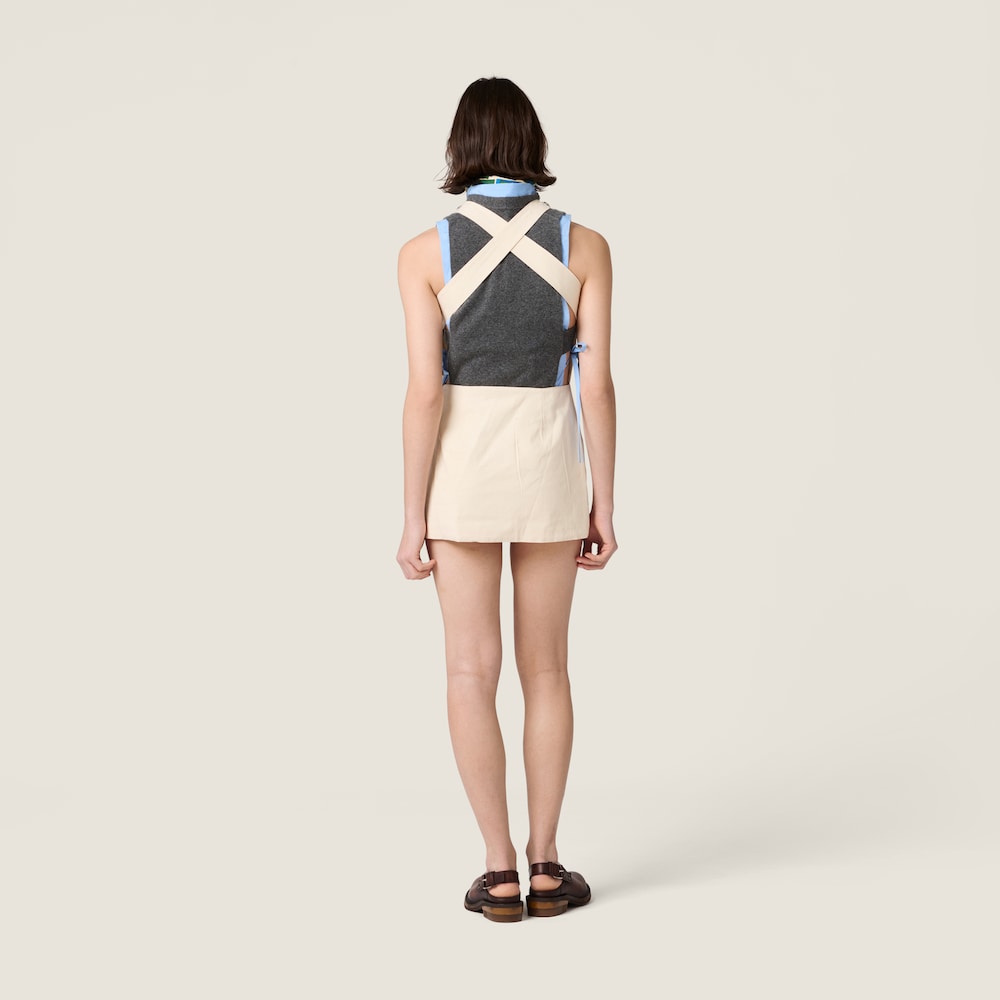 Miu Miu Embellished canvas apron dress Ecru