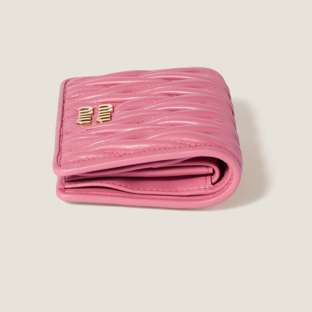 Miu Miu Small matelassé nappa leather wallet Begonia Pink