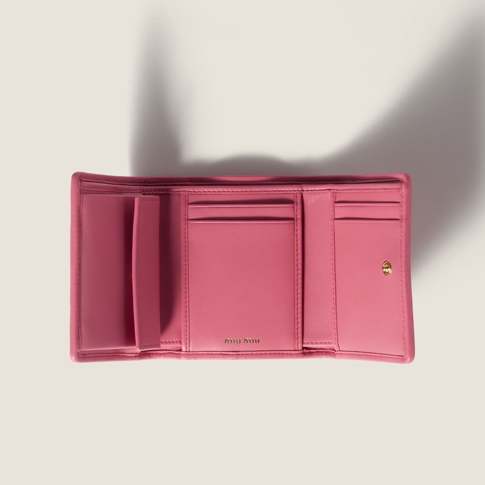Miu Miu Small matelassé nappa leather wallet Begonia Pink
