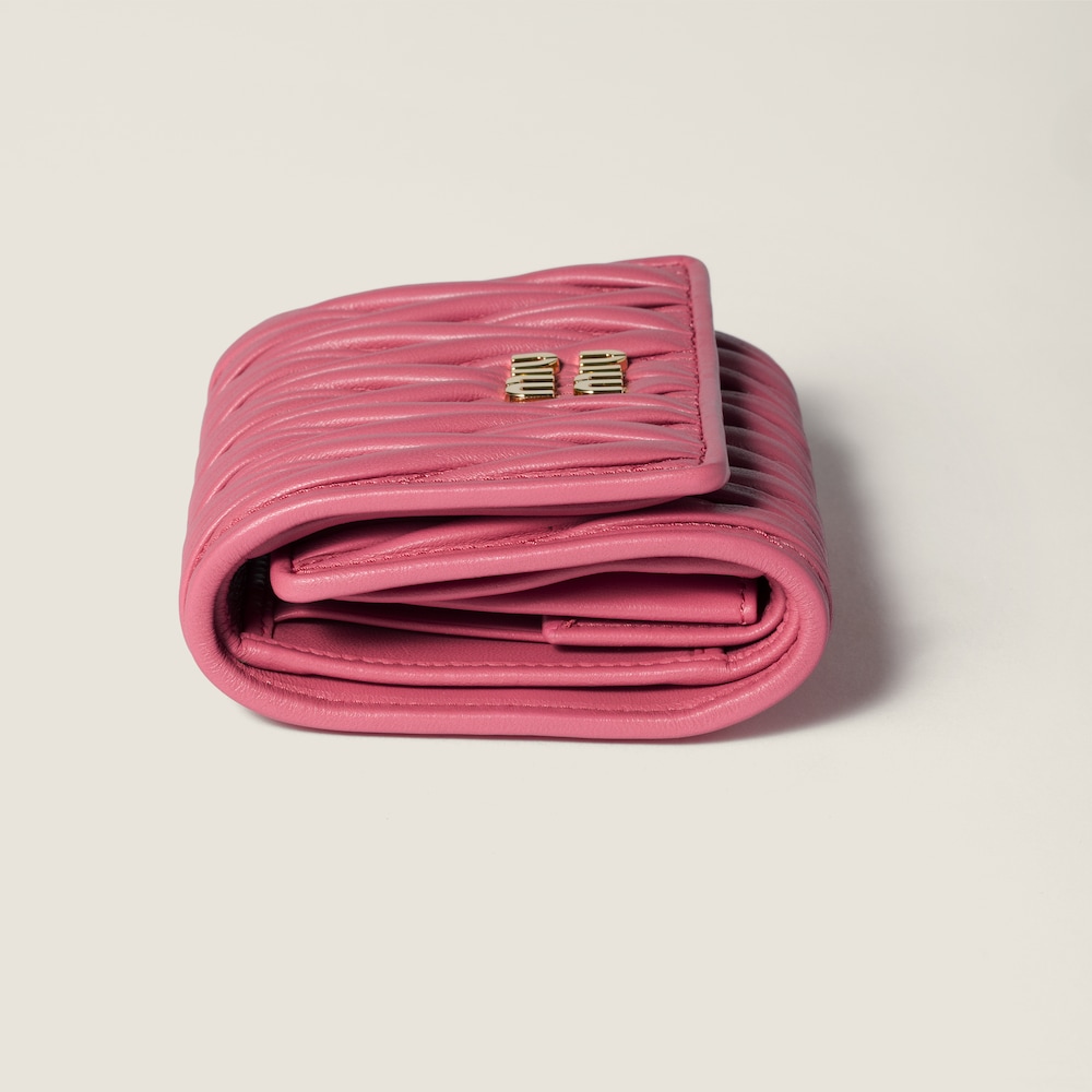 Miu Miu Small matelassé nappa leather wallet Begonia Pink