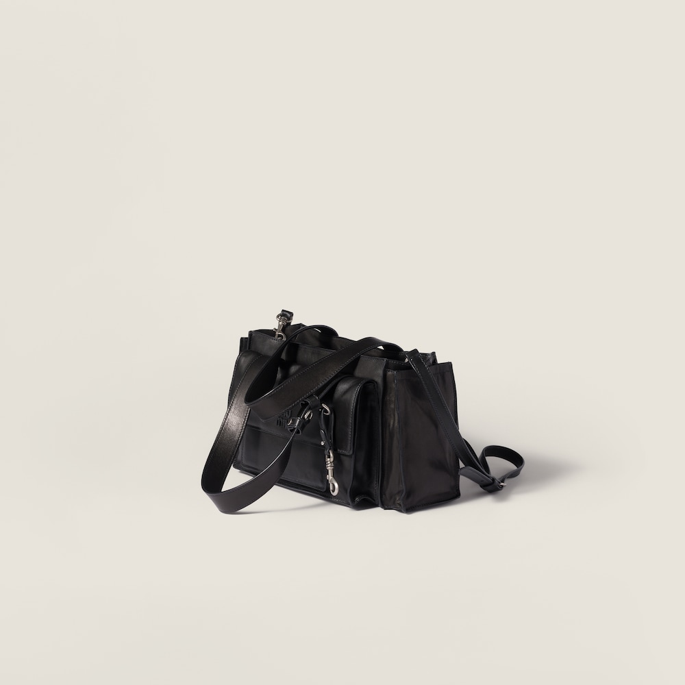 Miu Miu Utilitaire nappa leather shopping bag Black