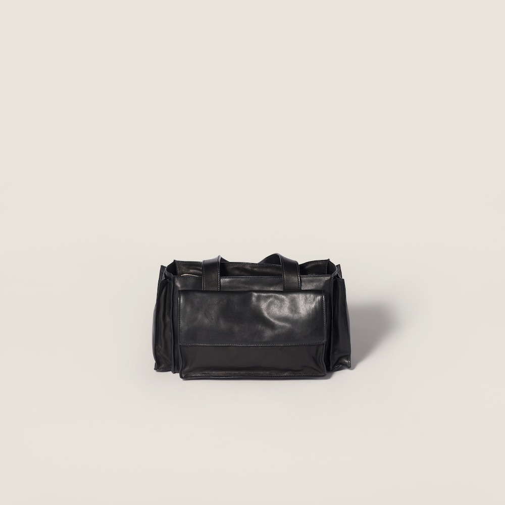 Miu Miu Utilitaire nappa leather shopping bag Black