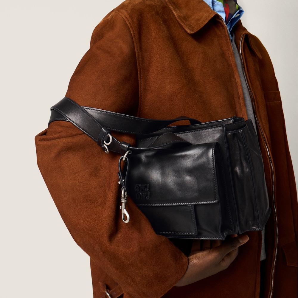 Miu Miu Utilitaire nappa leather shopping bag Black