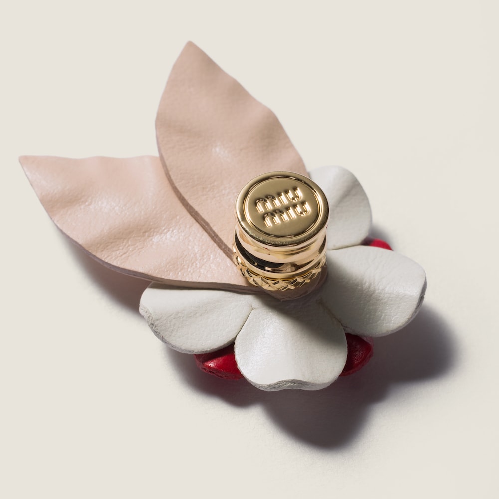 Miu Miu Leather floral brooch - Red/White