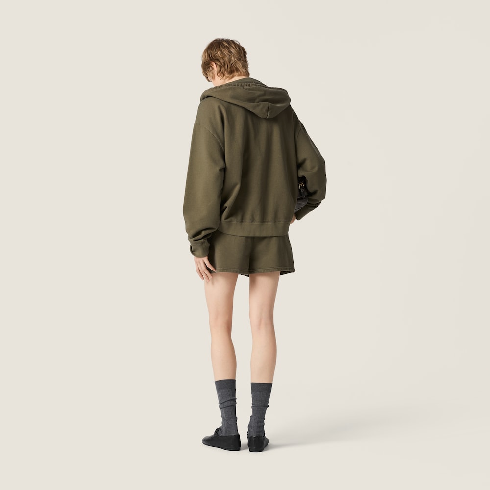 Miu Miu Garment-dyed hoodie jacket Military Green