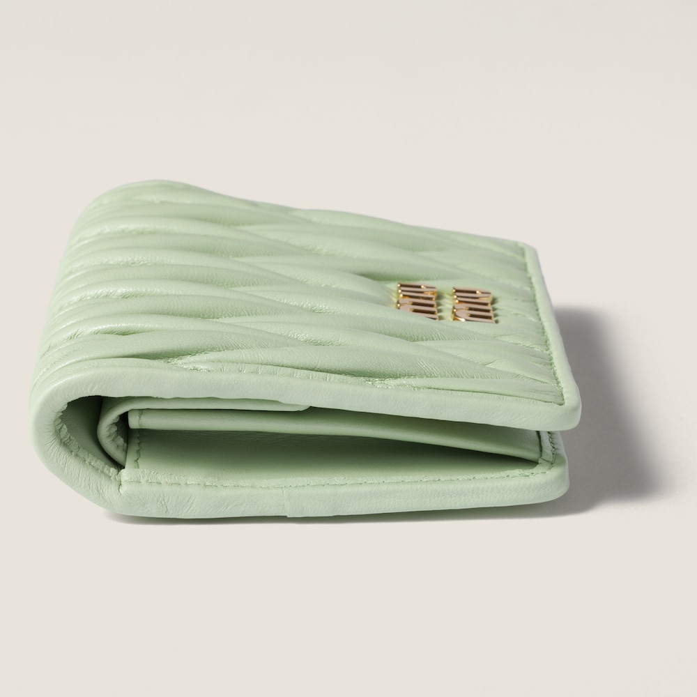 Miu Miu Small matelassé nappa leather wallet Aqua
