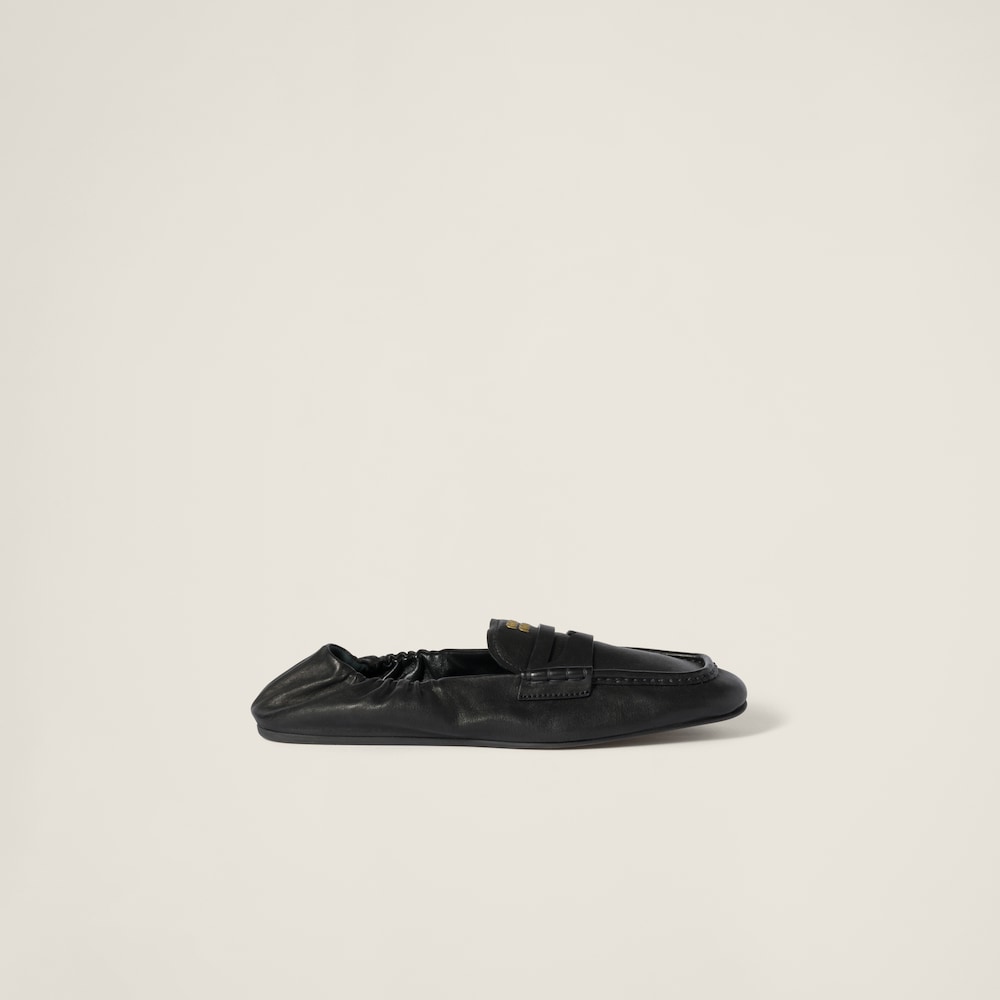 Miu Miu Ruches nappa leather loafers Black