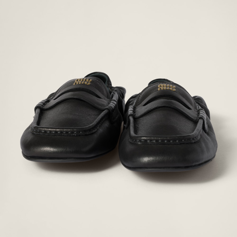Miu Miu Ruches nappa leather loafers Black