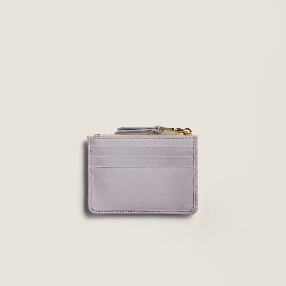 Miu Miu Matelassé nappa leather card holder Wisteria