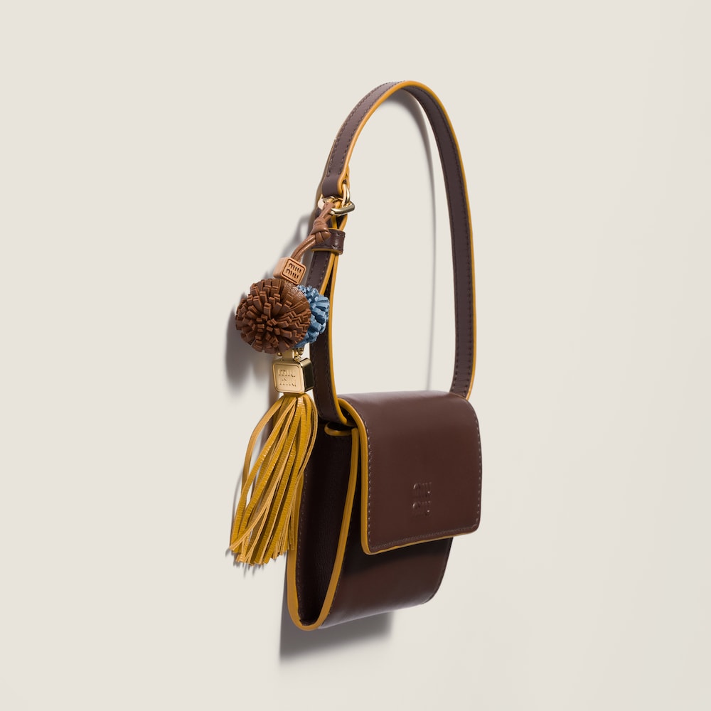 Miu Miu Leather micro trick - Cognac/Astral Blue