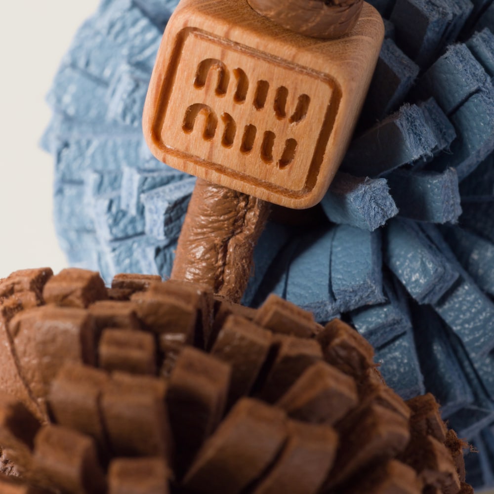 Miu Miu Leather micro trick - Cognac/Astral Blue