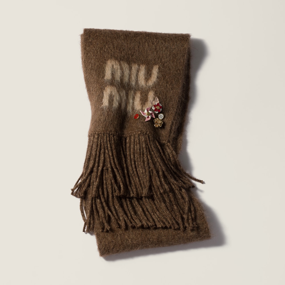 Miu Miu Wool and mohair scarf - Tobacco