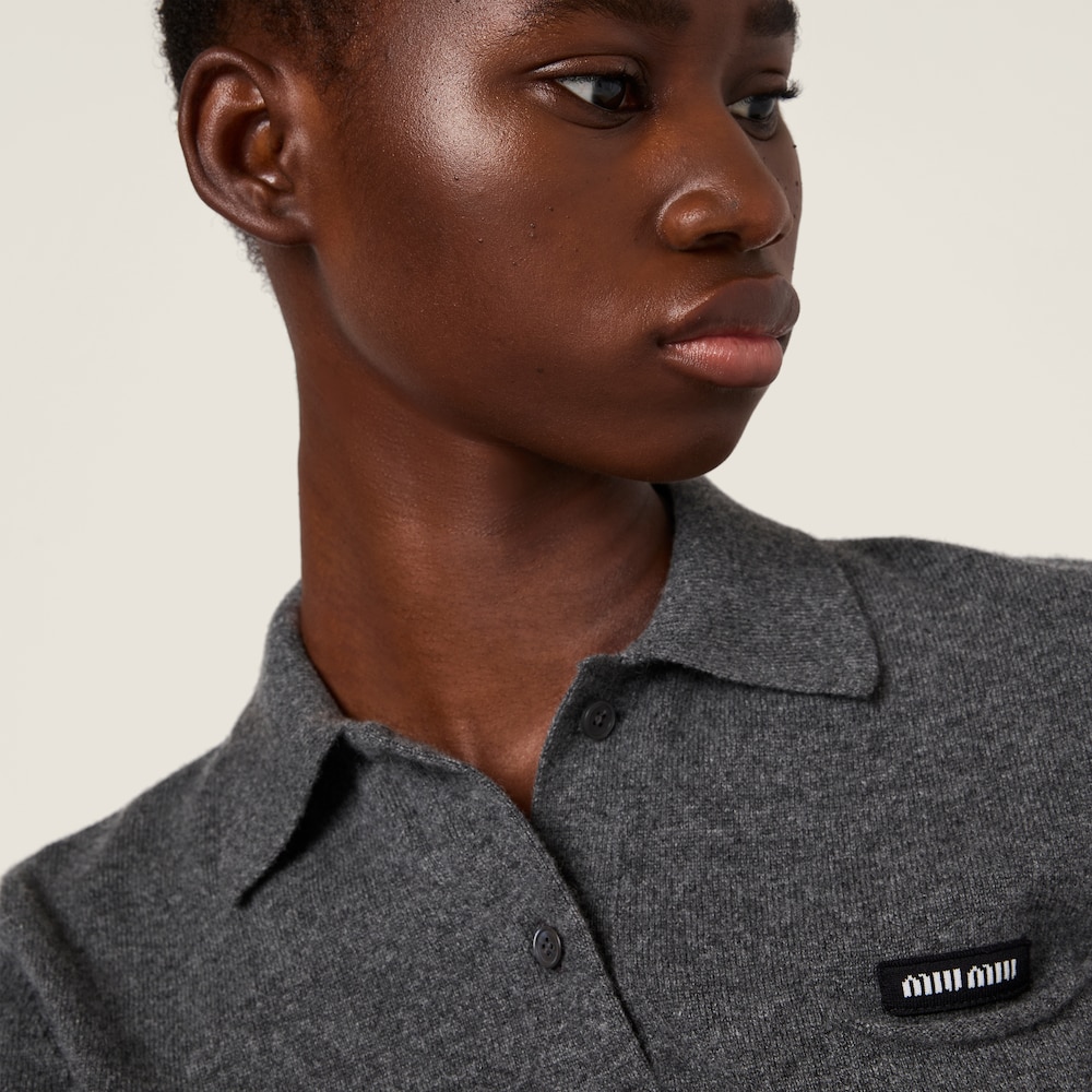 Miu Miu Cashmere polo shirt Slate Gray