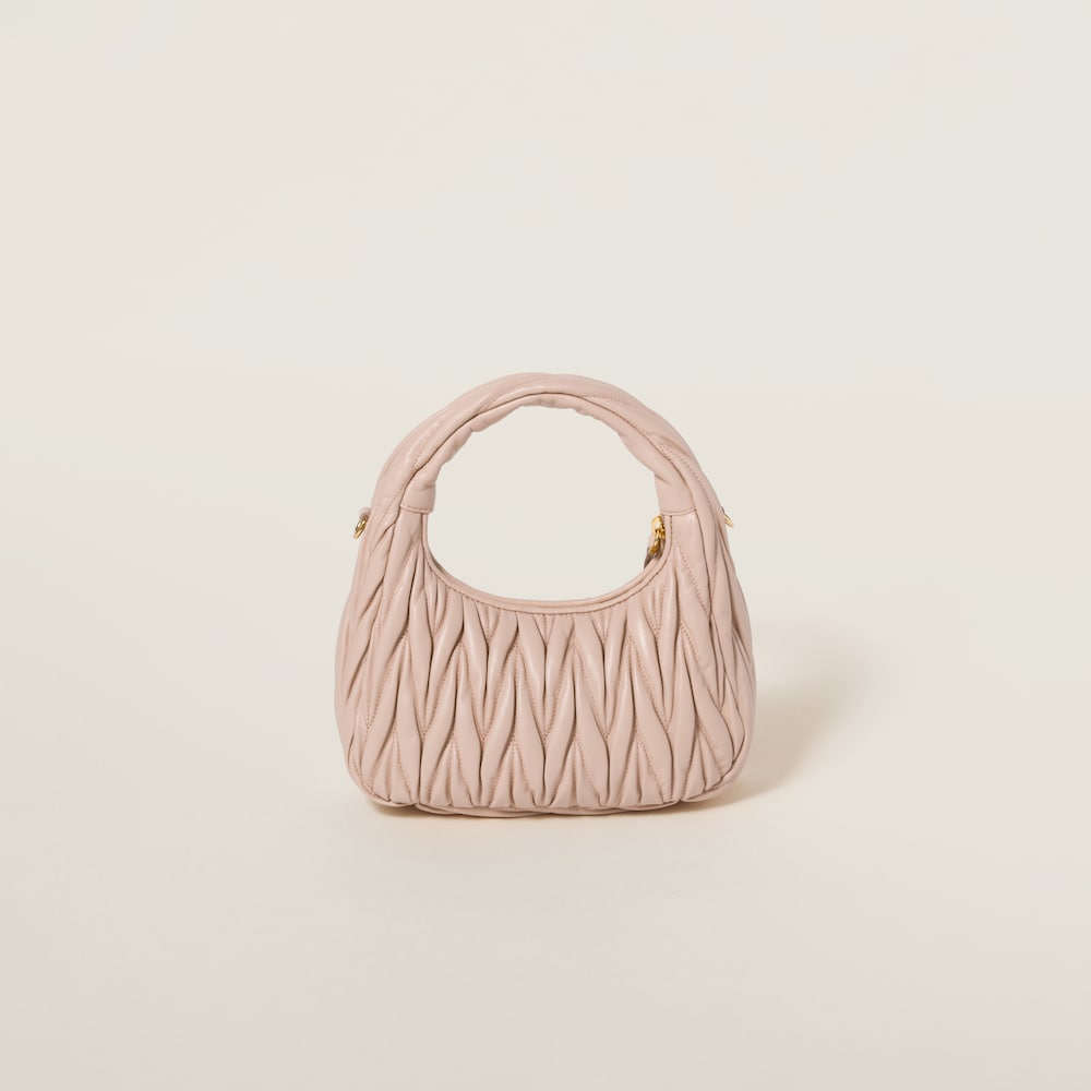 Miu Miu Wander matelassé nappa leather hobo bag Powder Pink