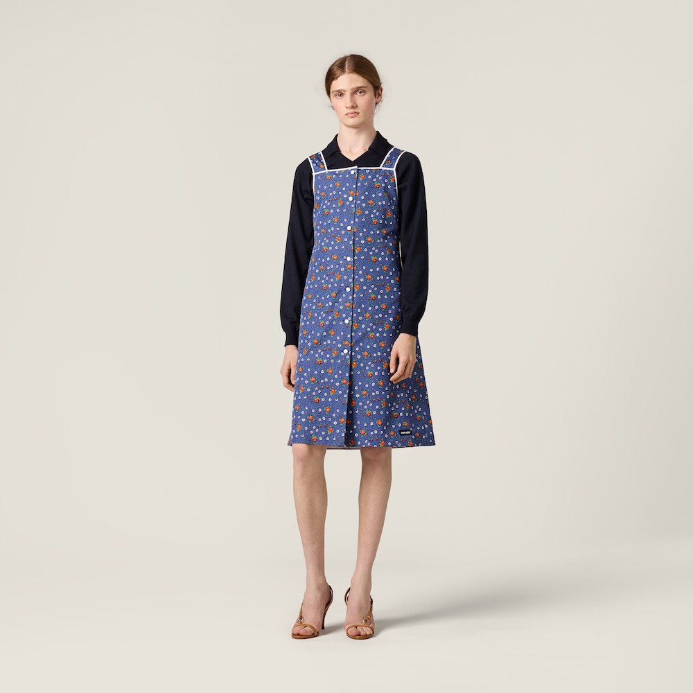 Miu Miu Poplin dress Navy Blue / Orange
