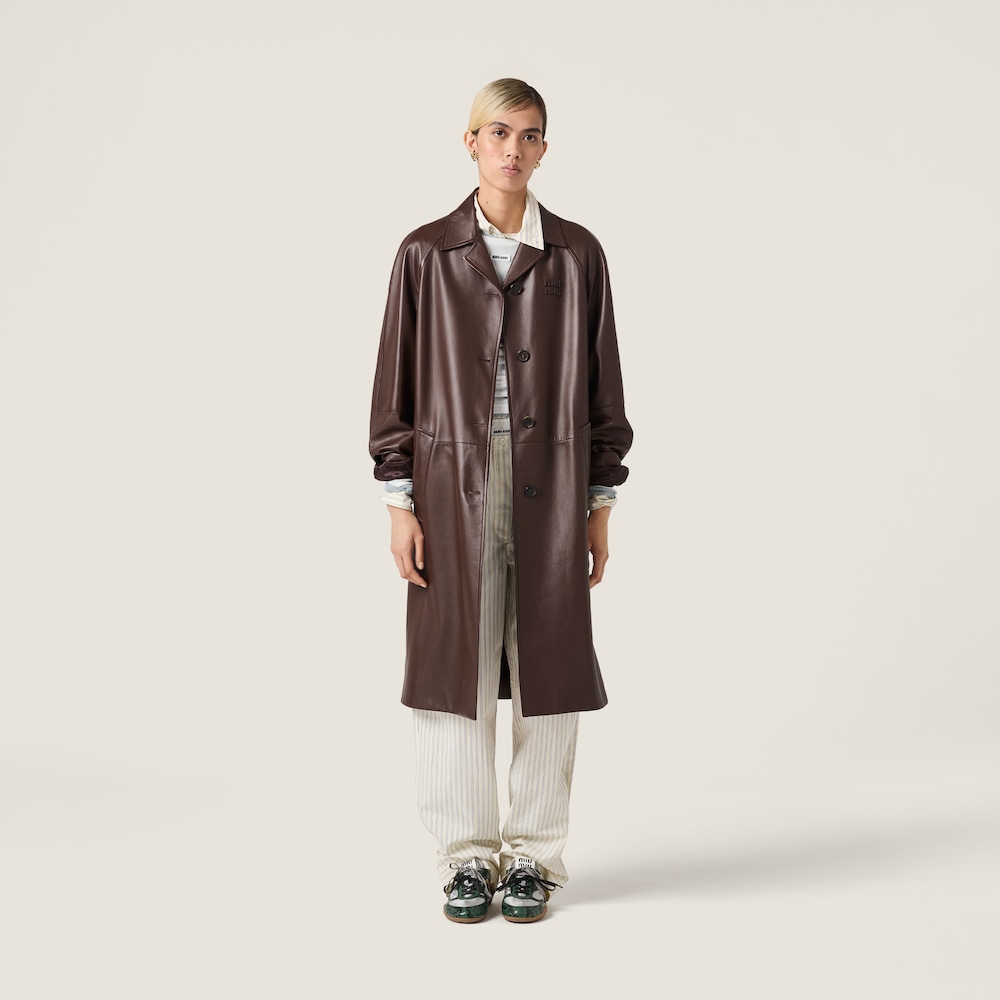 Miu Miu Nappa leather coat Sienna