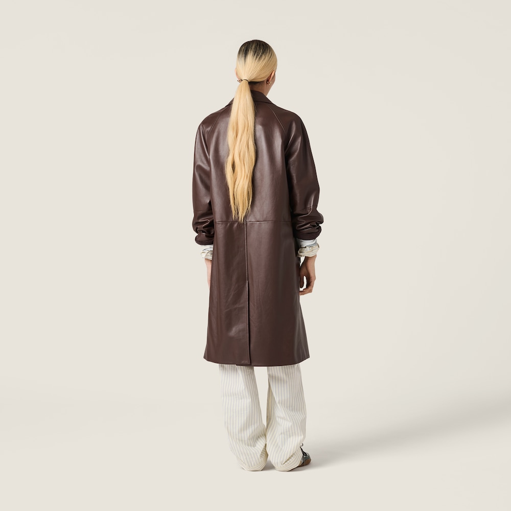 Miu Miu Nappa leather coat Sienna