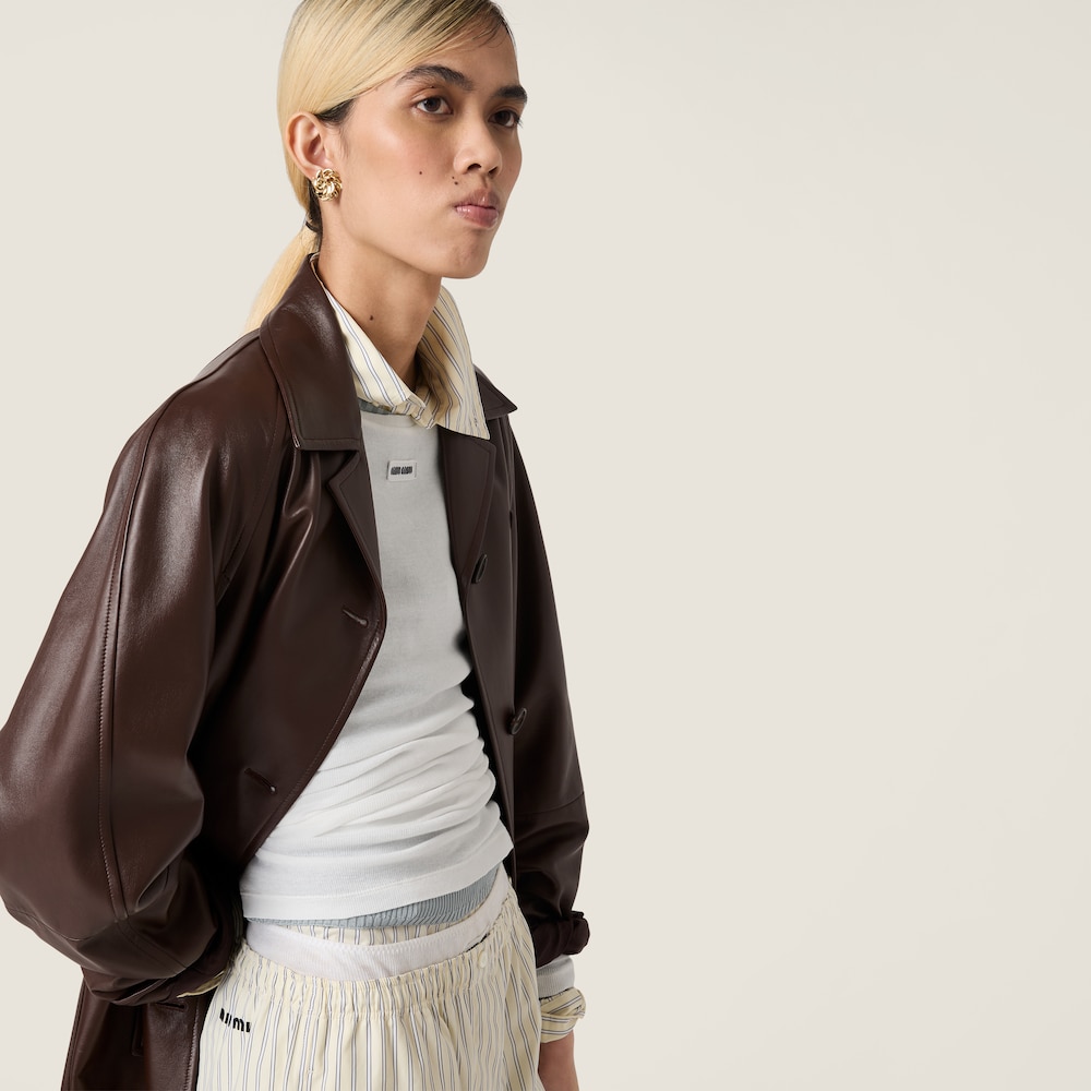 Miu Miu Nappa leather coat Sienna
