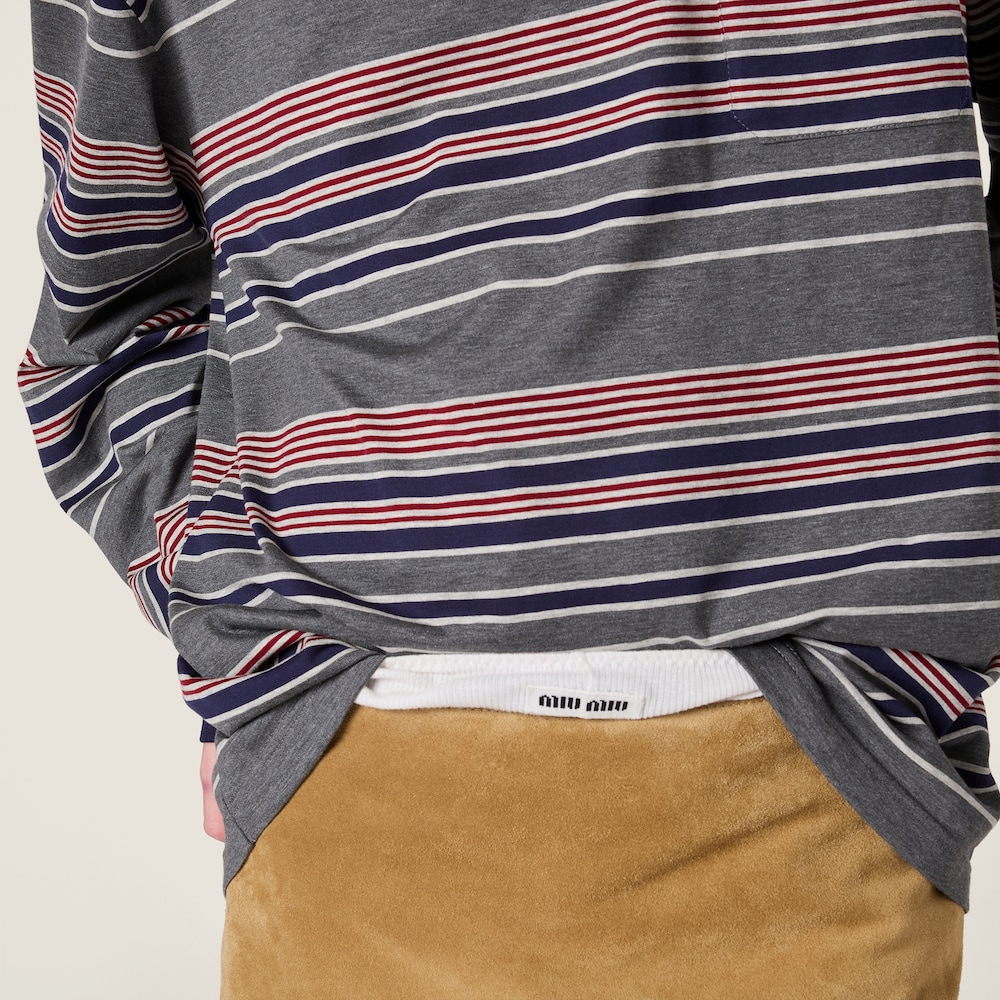 Miu Miu Striped jersey T-shirt Slate Gray / Blue