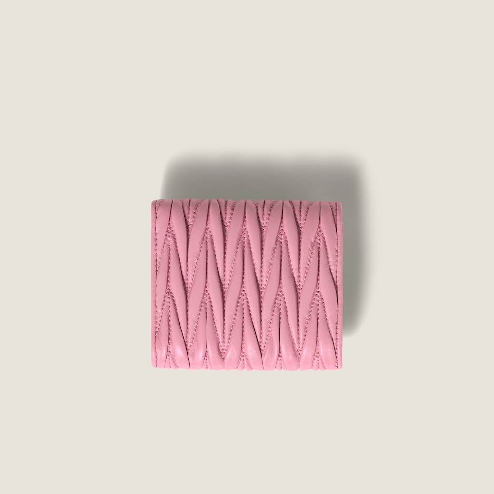Miu Miu Small matelassé nappa leather wallet Pink