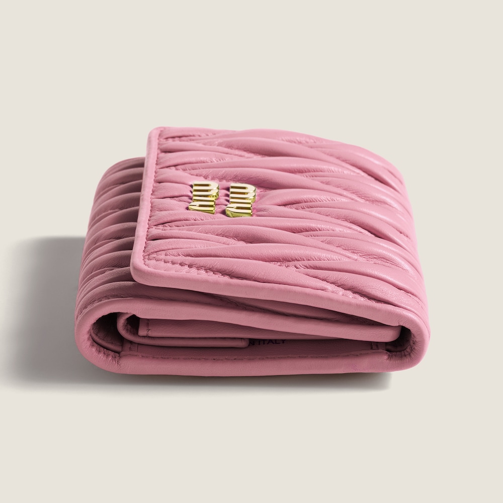 Miu Miu Small matelassé nappa leather wallet Pink