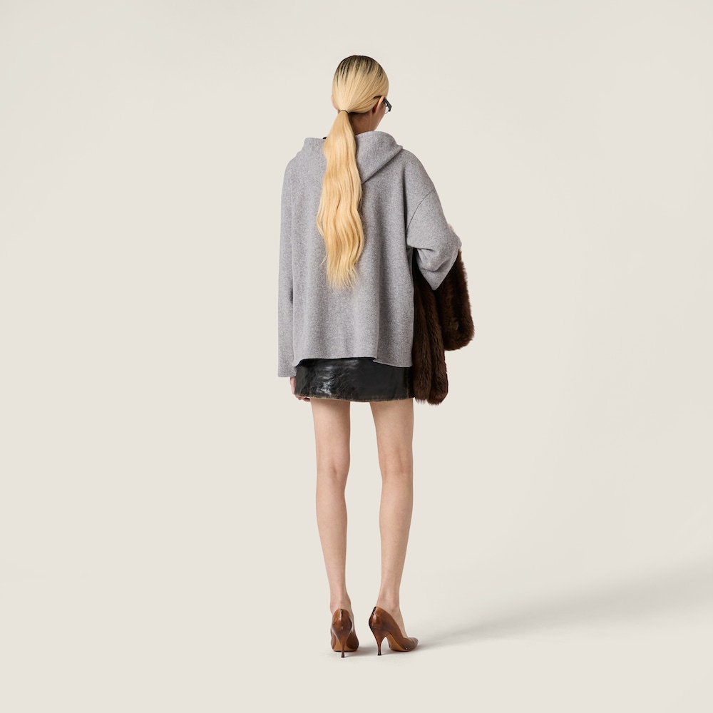 Miu Miu Cashmere cardigan hoodie GREY+BLUE