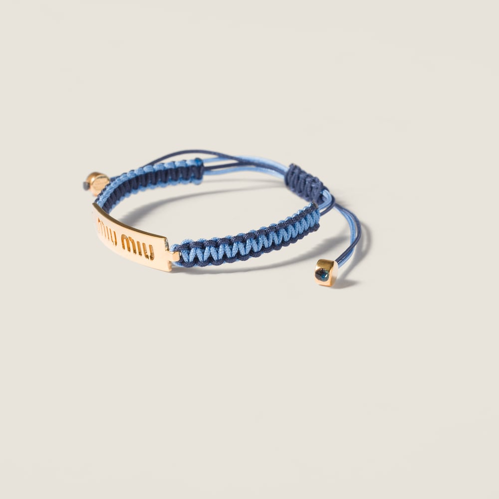 Miu Miu Cotton and metal bracelet Gold / Light Blue / Blue
