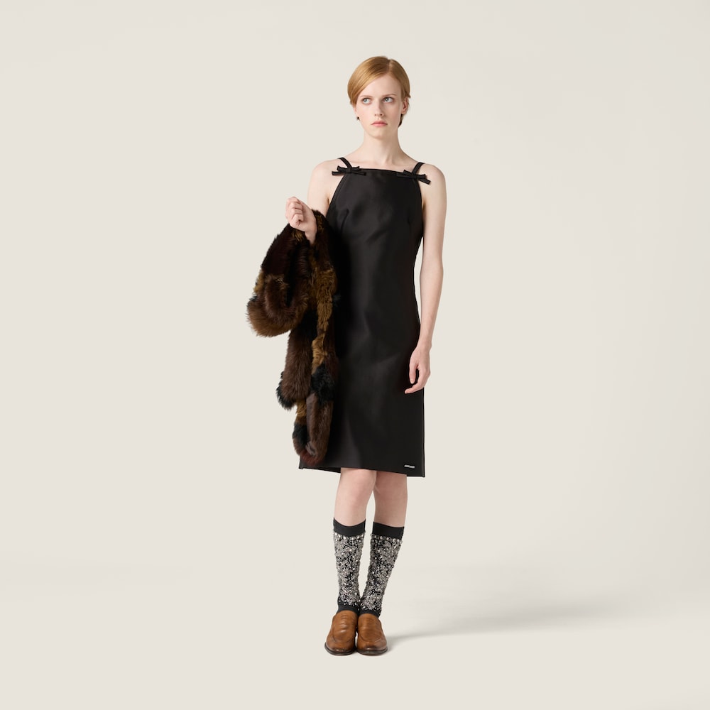 Miu Miu Silk and wool mini-dress Black