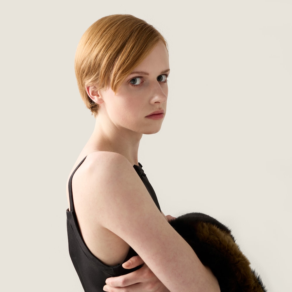 Miu Miu Silk and wool mini-dress Black