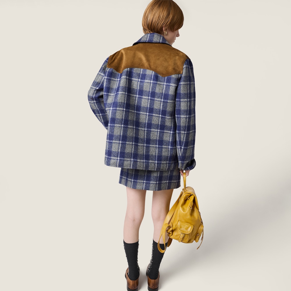 Miu Miu Checked blouson jacket Slate / LightBlue
