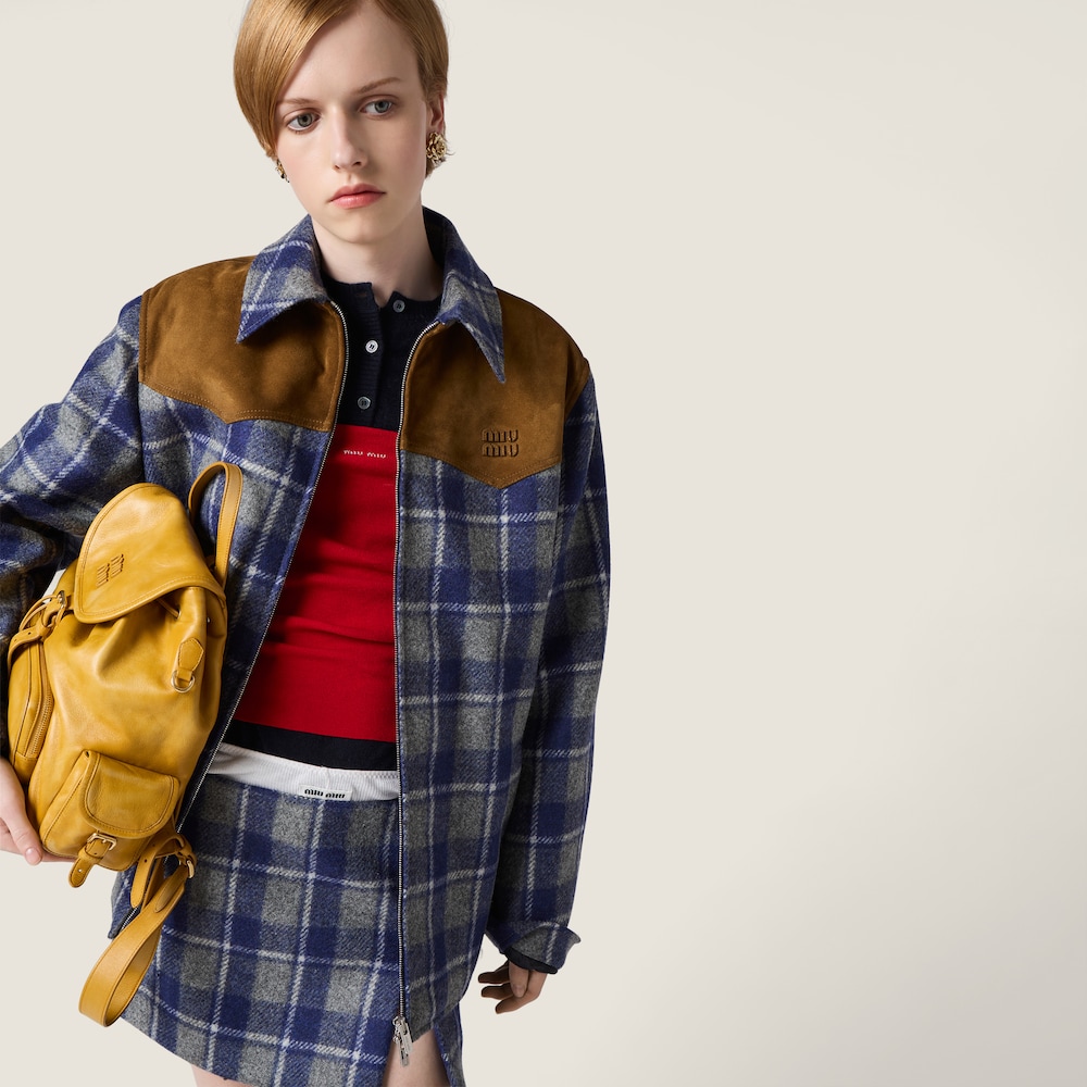 Miu Miu Checked blouson jacket Slate / LightBlue