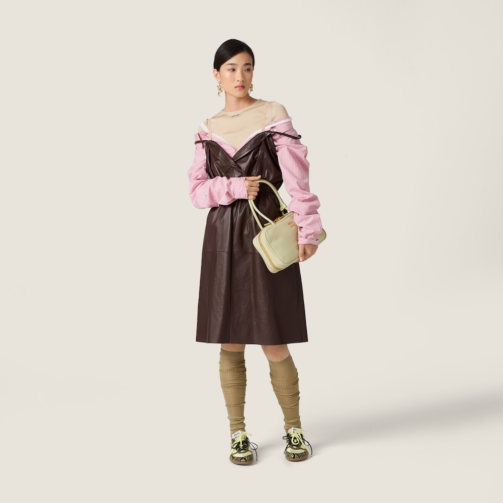 Miu Miu Striped poplin dress Pink