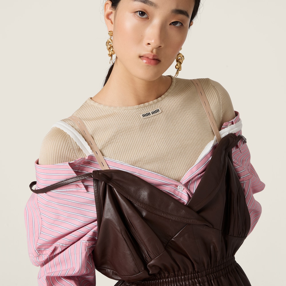 Miu Miu Striped poplin dress Pink