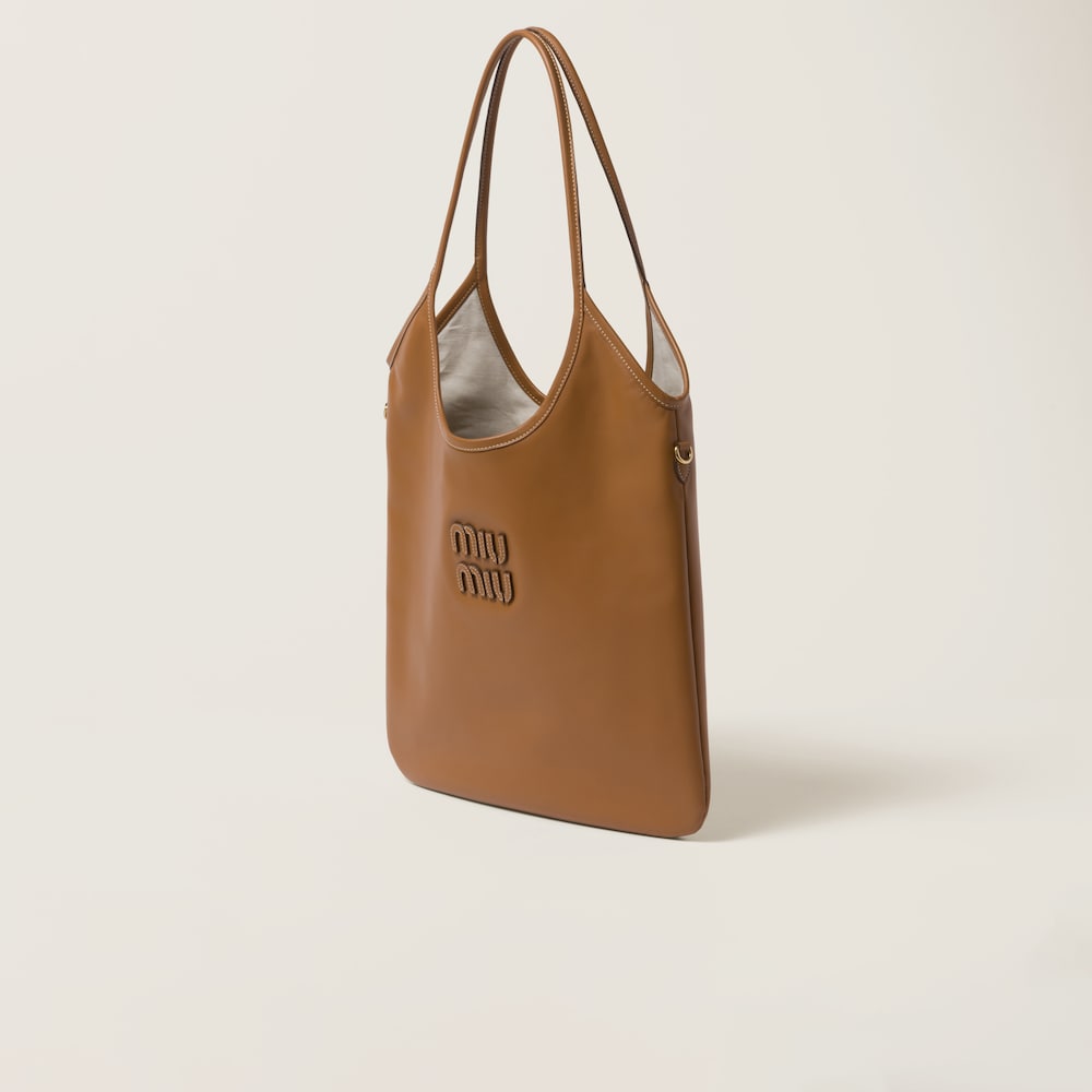 Miu Miu Ivy leather bag Cognac