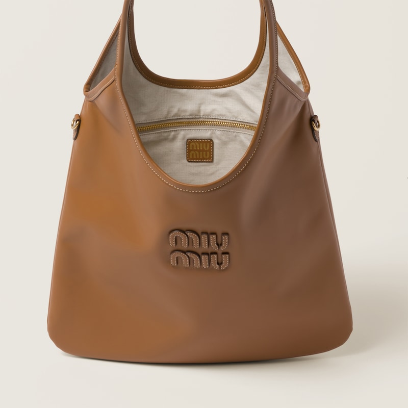 Miu Miu Ivy leather bag Cognac