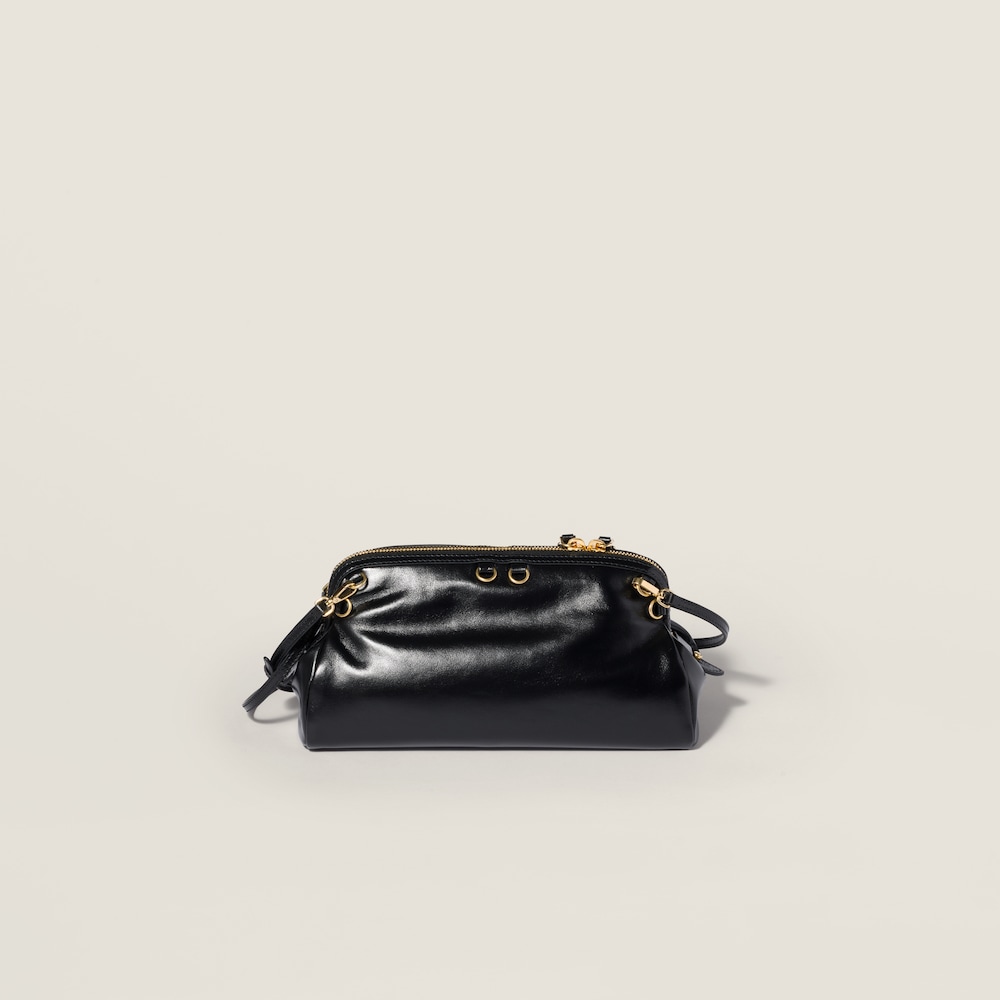 Miu Miu Caprice shiny leather clutch Black