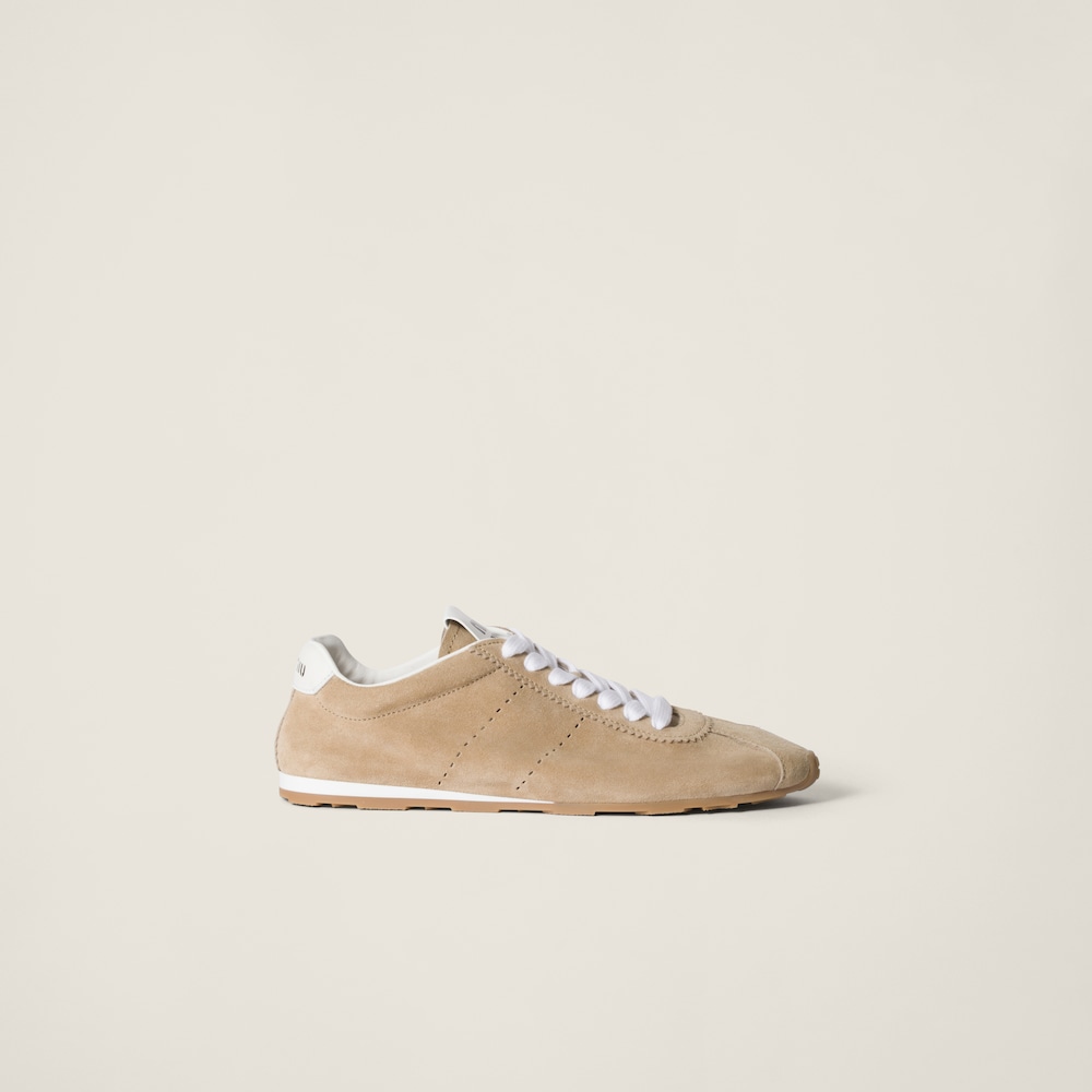 Miu Miu Plume suede sneakers Desert Beige