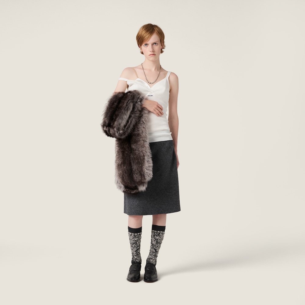 Miu Miu Cotton knit top White