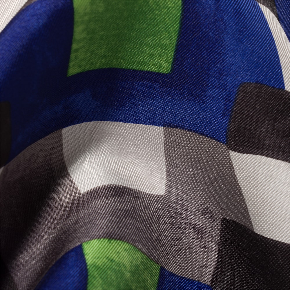 Miu Miu Printed silk scarf - Indigo Blue/Mustard