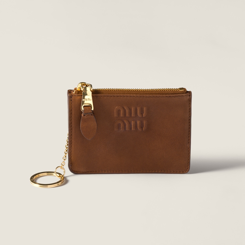 Miu Miu Nappa leather card holder Oak