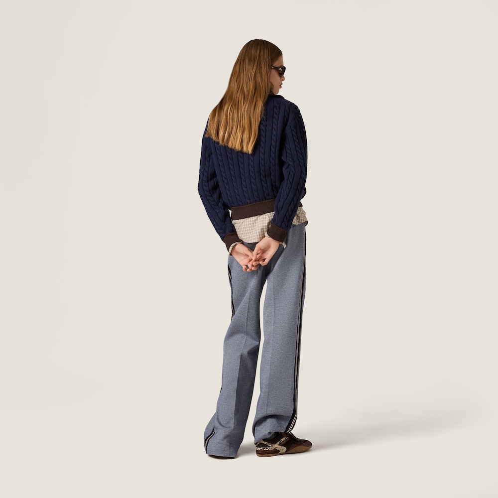 Miu Miu Wool and cotton zipper cardigan Navy