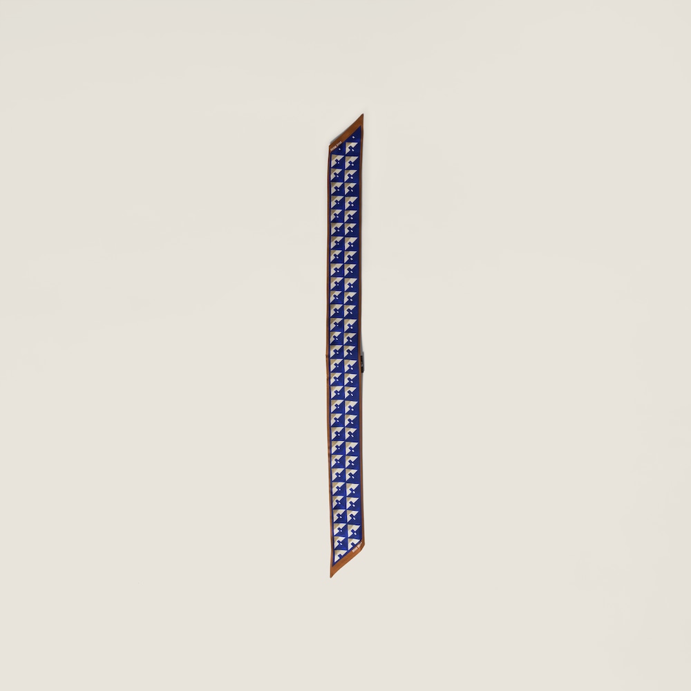 Miu Miu Printed silk skinny scarf - Tobacco/Ink